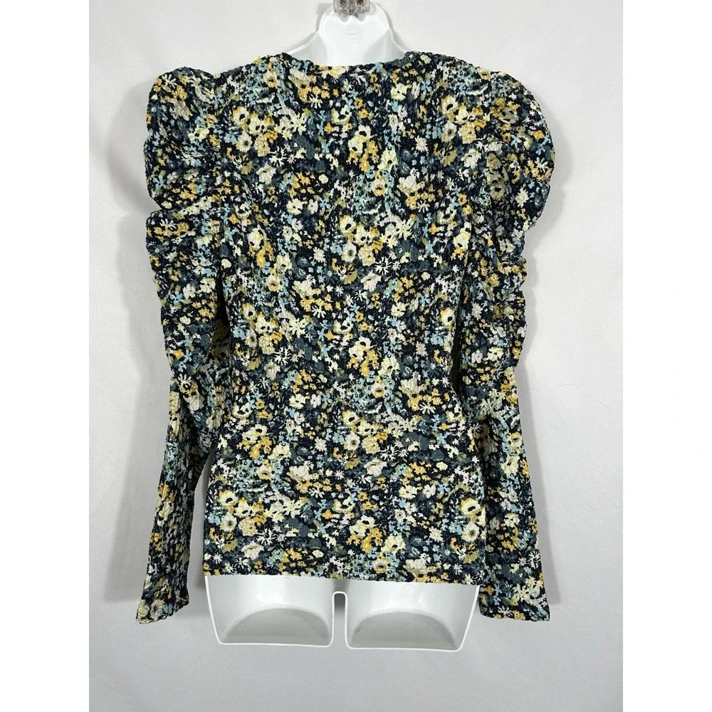 Loft Womens Micro Floral Puff Sleeve Top Size M Cottagecore Boho‎ Prairie Spring